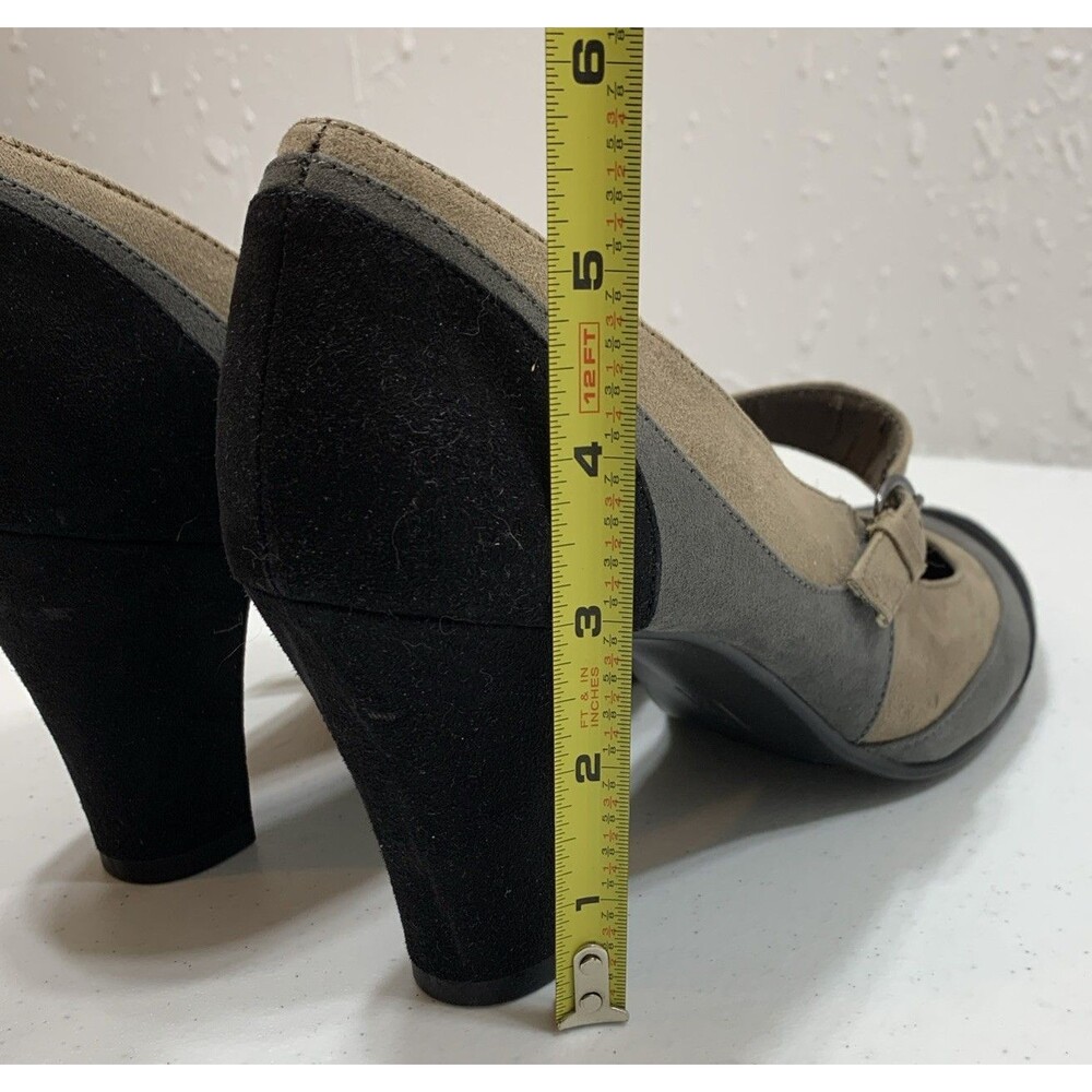 Aerosoles Mary Jane Pumps 10 Tan Gray Black Tri Tone - Picture 3 of 11